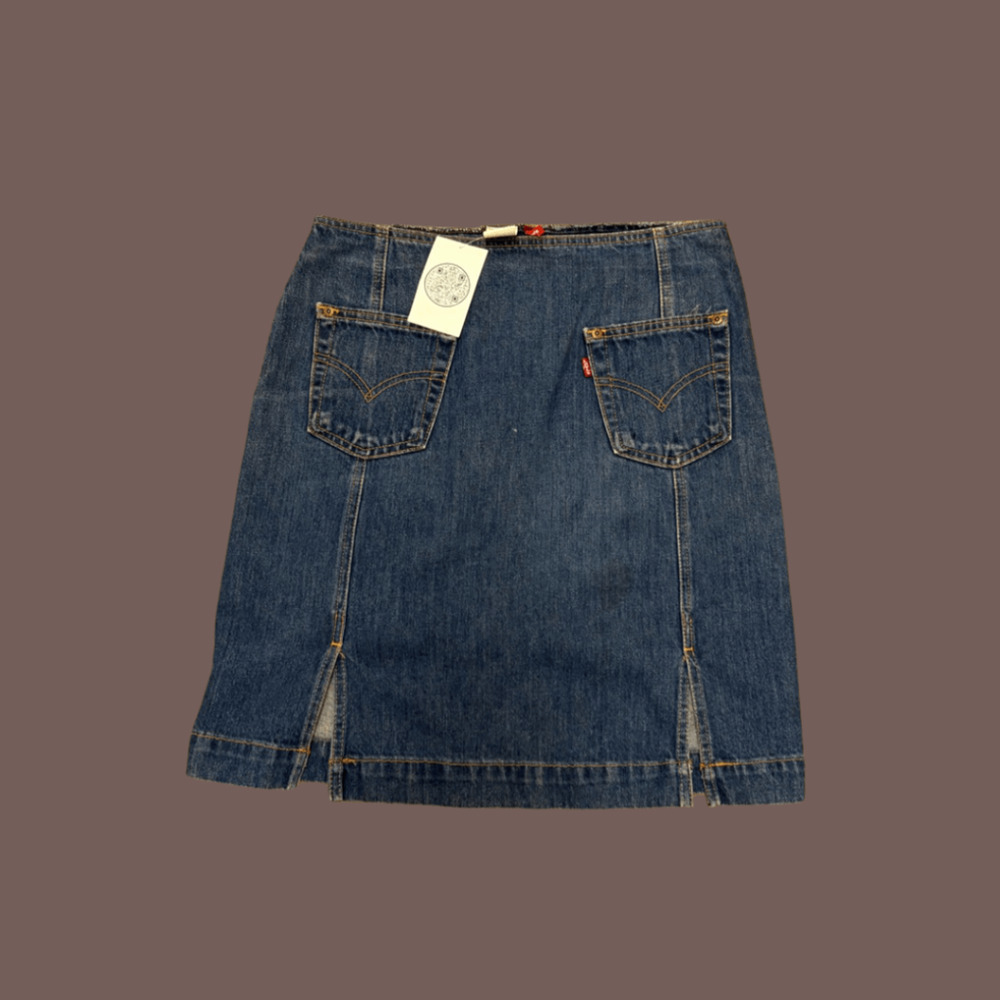 Levi’s Denim Mini Skirt | Blue A-Line | Size 7 JR | Vintage - Picture 3 of 4